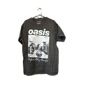 Oasis Definitely Maybe Album Graphic T Shirt Mens Medium Grey Cotton Band Tee